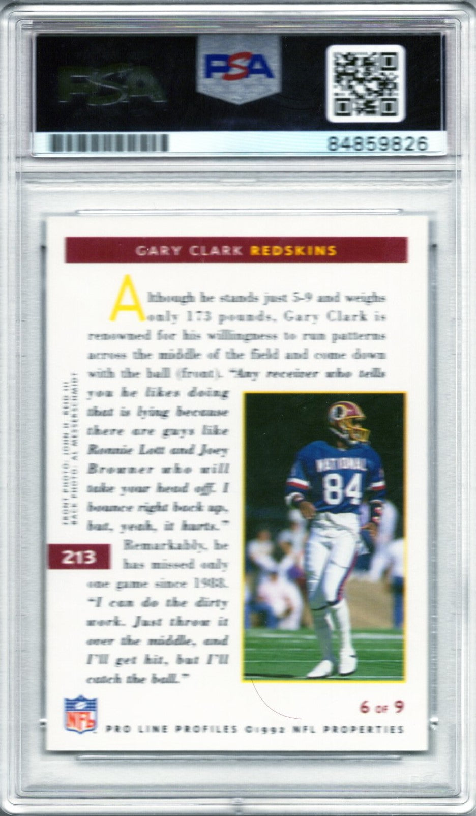 1992 PRO LINE GARY CLARK AUTOGRAPH PSA/DNA (9826)