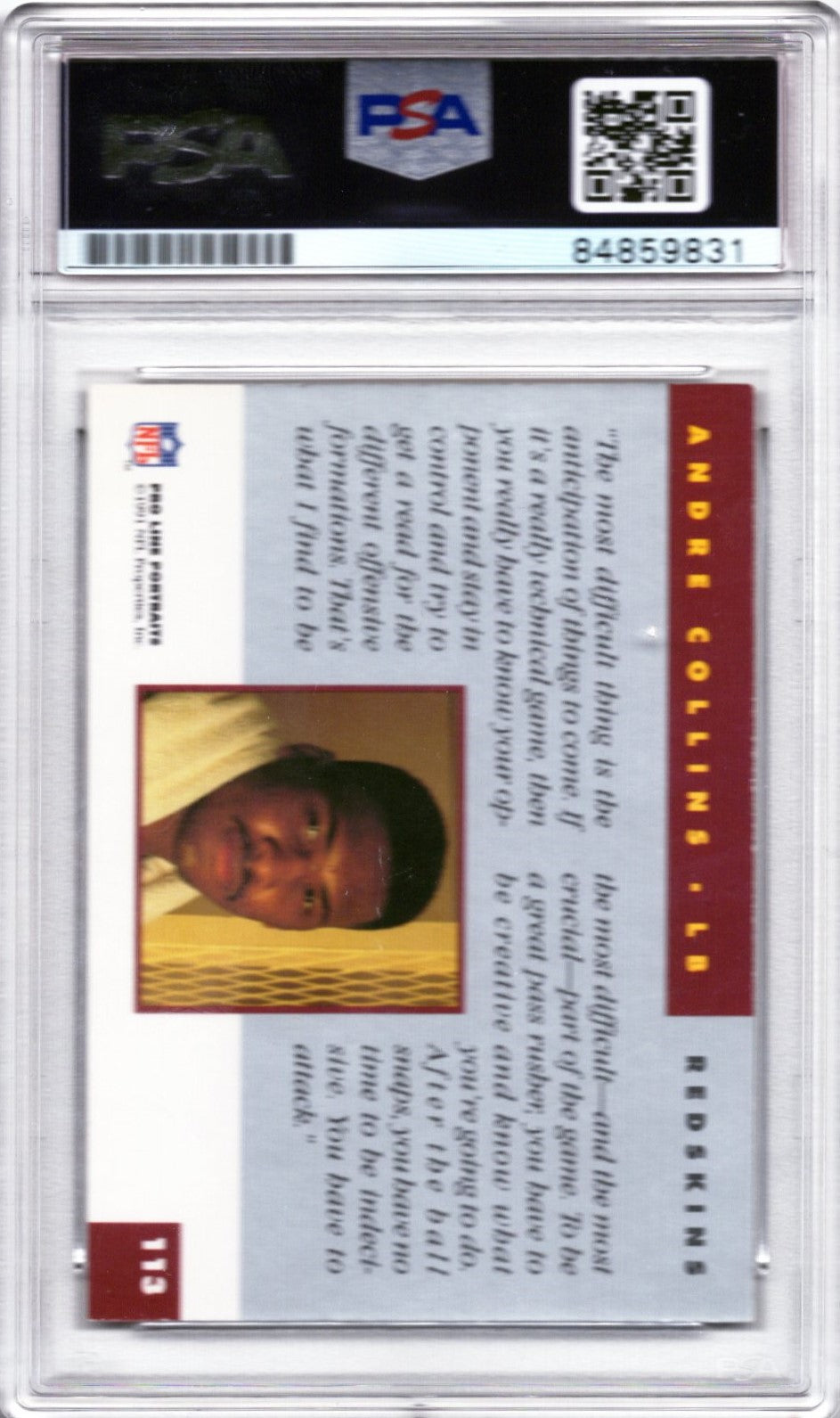 1991 PRO LINE ANDRE COLLINS AUTOGRAPH PSA/DNA (9831)