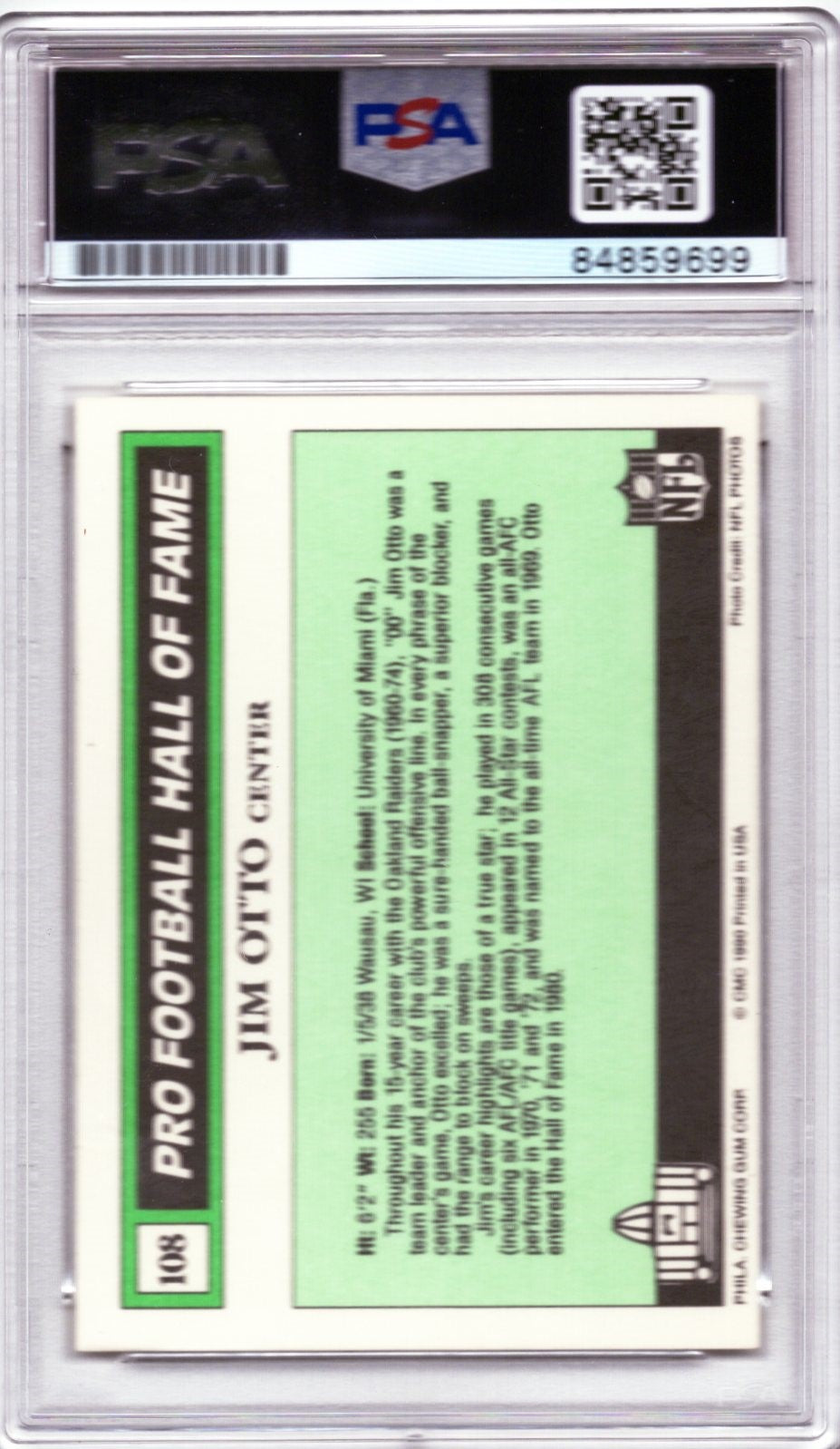 1990 SWELL JIM OTTO AUTOGRAPH PSA/DNA (9699)