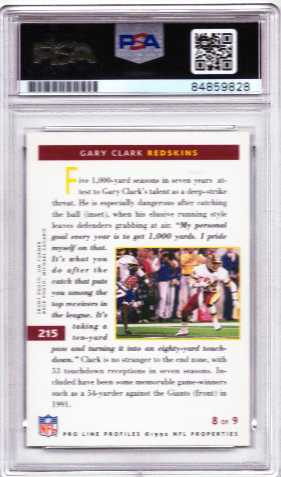 1992 PRO LINE GARY CLARK AUTOGRAPH PSA/DNA (9828)