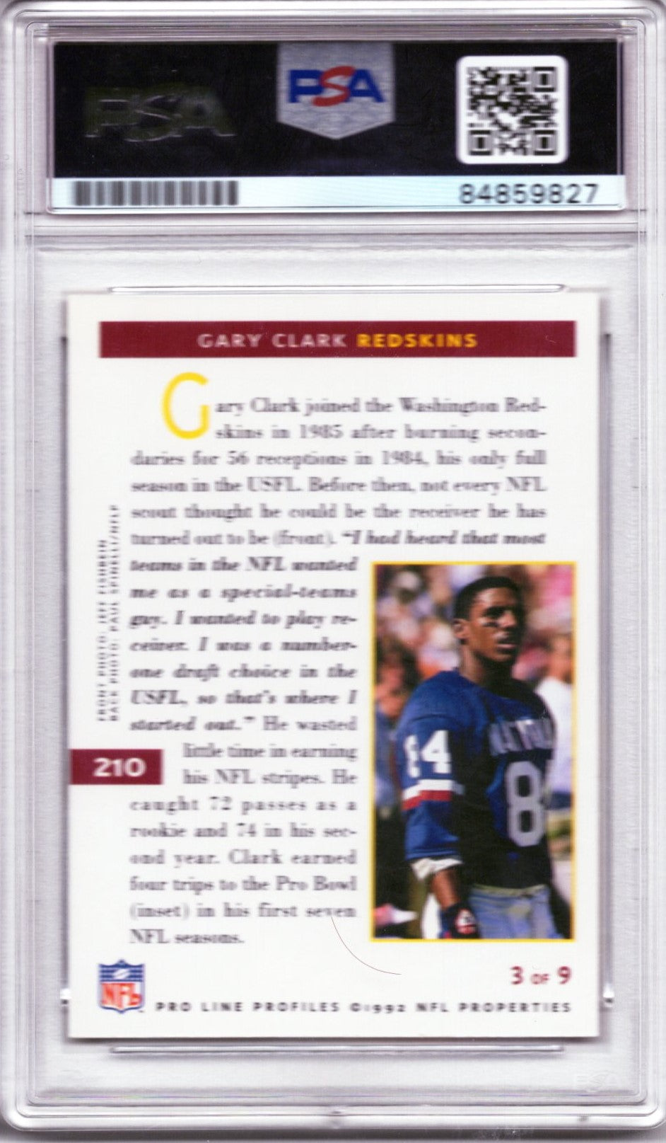 1992 PRO LINE GARY CLARK AUTOGRAPH PSA/DNA (9827)
