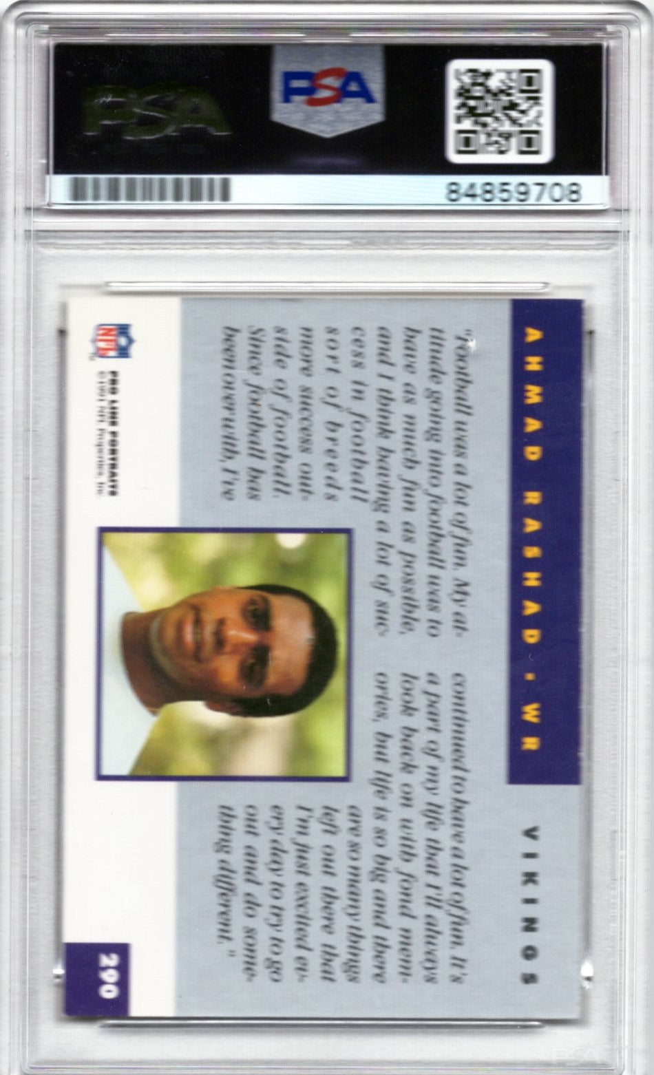 1991 PRO LINE AHMAD RASHAD AUTOGRAPH PSA/DNA (9708)
