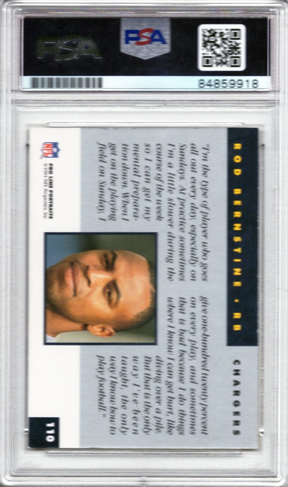 1991 PRO LINE ROD BERNSTEIN AUTOGRAPH PSA/DNA (9918)