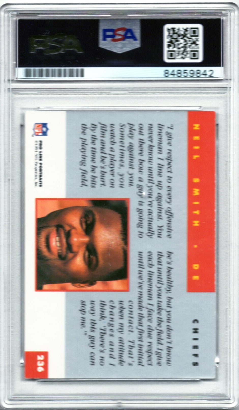 1991 PRO LINE NEIL SMITH AUTOGRAPH PSA/DNA (9842)