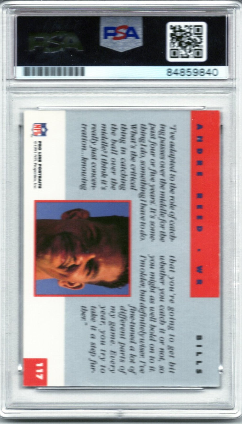 1991 PRO LINE ANDRE REED AUTOGRAPH PSA/DNA (9840)