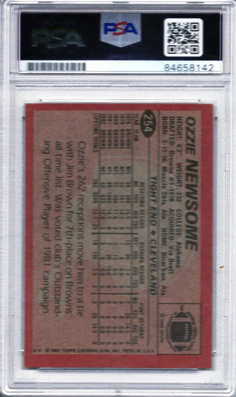 1983 TOPPS OZZIE NEWSOME AUTOGRAPH PSA/DNA QUANTITY AVAILABLE