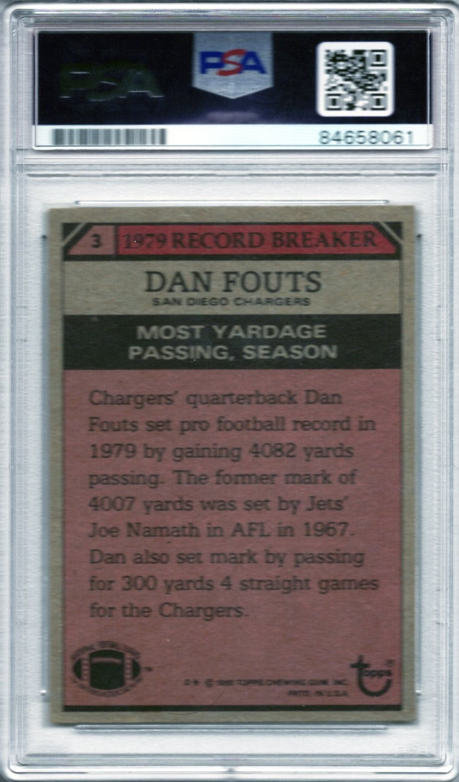 1980 TOPPS DAN FOUTS AUTOGRAPH PSA/DNA QUANTITY AVAILABLE