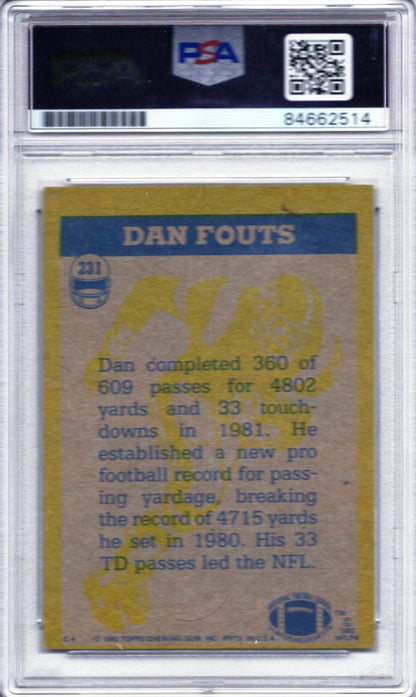 1982 TOPPS DAN FOUTS AUTOGRAPH PSA/DNA (2514)