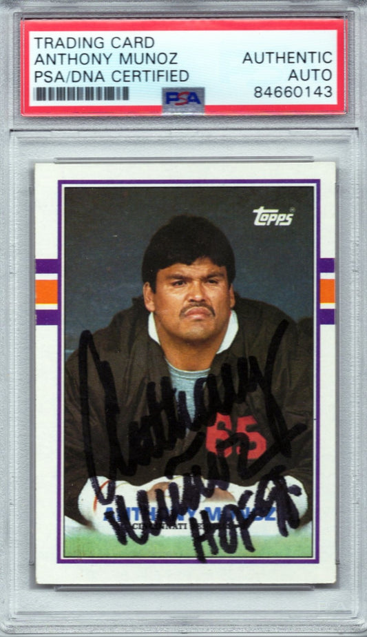 1989 TOPPS ANTHONY MUNOZ AUTOGRAPH PSA/DNA (0143)