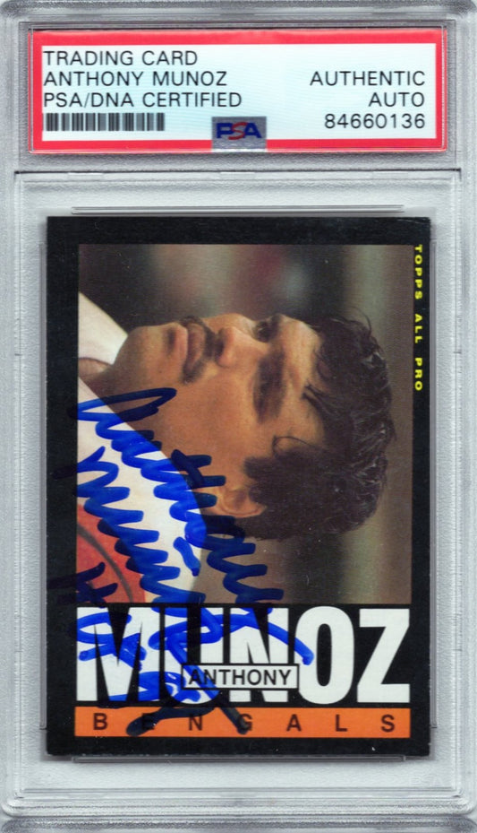1985 TOPPS ANTHONY MUNOZ AUTOGRAPH PSA/DNA (0136)