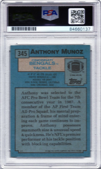 1988 TOPPS ANTHONY MUNOZ AUTOGRAPH PSA/DNA (0137)