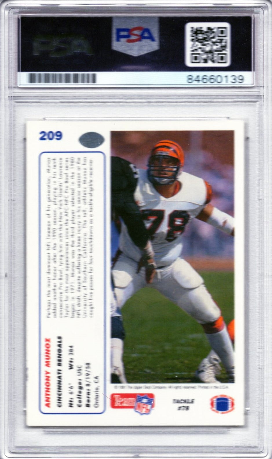 1991 UPPER DECK ANTHONY MUNOZ AUTOGRAPH PSA/DNA