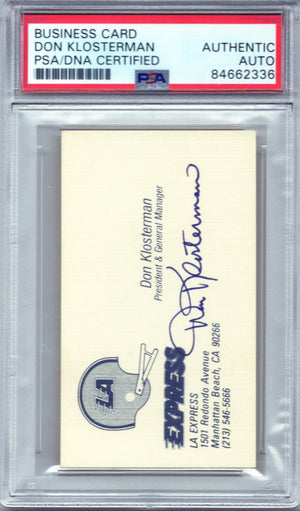 DON KLOSTERMAN BUSINESS CARD AUTOGRAPH PSA/DNA (2336)