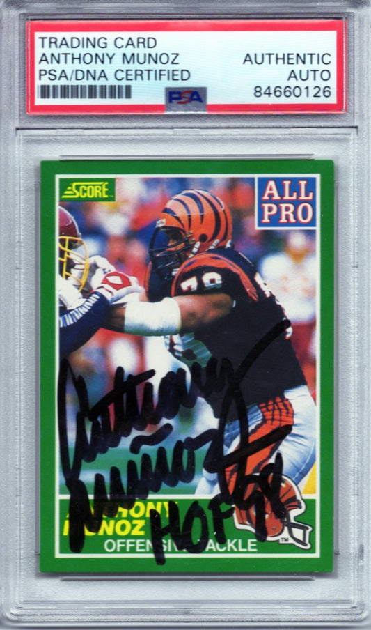 1989 SCORE ANTHONY MUNOZ AUTOGRAPH PSA/DNA (0126)