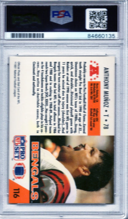 1991 PRO SET ANTHONY MUNOZ AUTOGRAPH PSA/DNA (0135)