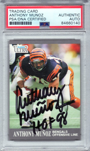 1991 FLEER ANTHONY MUNOZ #21 AUTOGRAPH PSA/DNA (0140)
