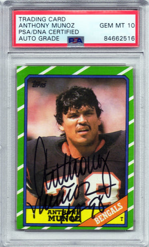 1986 TOPPS ANTHONY MUNOZ #261 AUTOGRAPH PSA/DNA (2516) AUTO GRADE 10