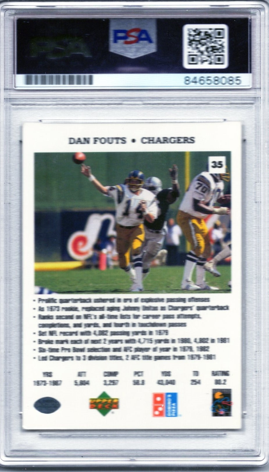 1991 UPPER DECK DAN FOUTS AUTOGRAPH PSA/DNA (8085)
