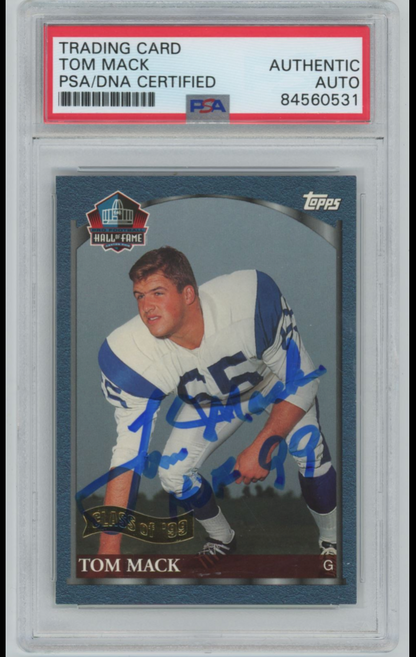 1999 Topps Hall of Fame Tom Mack Auto - PSA/DNA