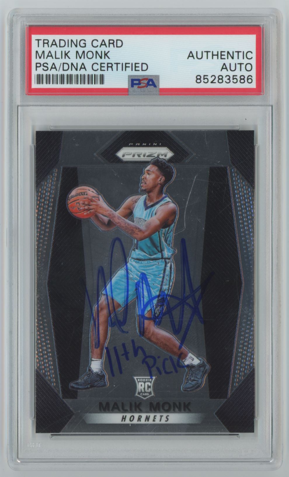 2017 Panini Prizm Malik Monk "11th Pick" Auto Inscription PSA/DNA Authentic