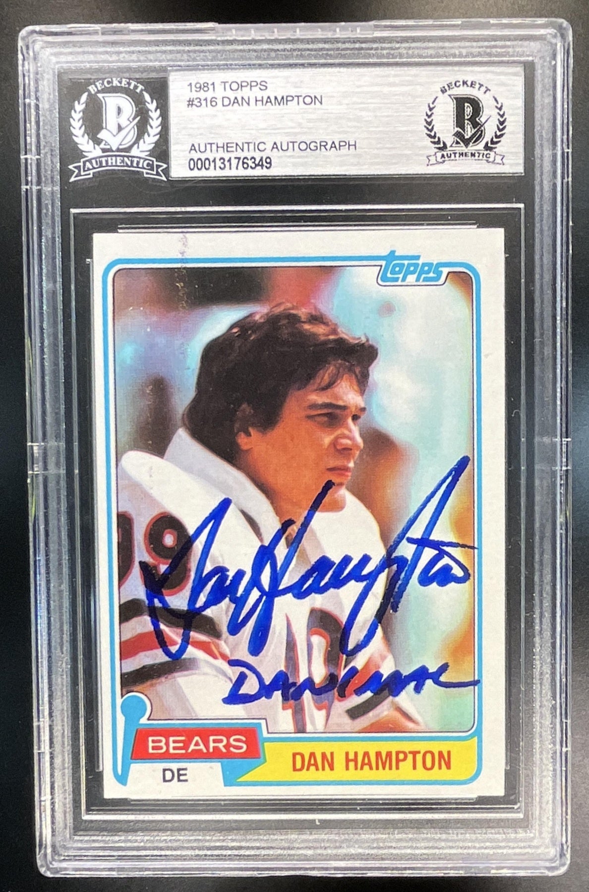1981 Topps Dan Hampton #316 RC Auto Bears Beckett