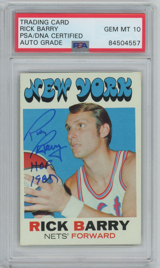 1970 Topps #170 Rick Barry Rookie Card Auto Inscription - PSA/DNA Auto 10 grade