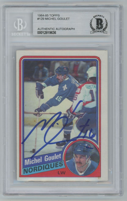 1984-85 Topps Michel Goulet #129 Auto - Beckett Authentic