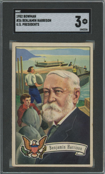 1952 Bowman Benjamin Harrison #26 U.S. Presidents - SGC 3