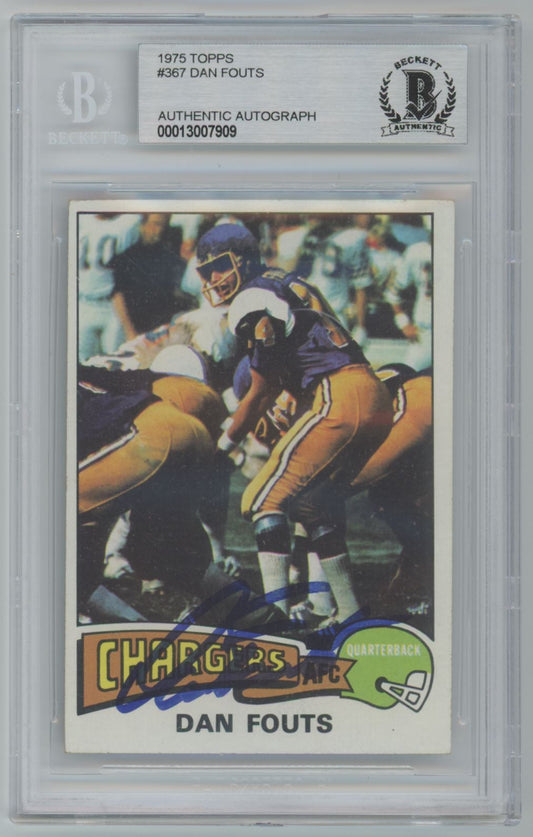 1975 Topps Dan Fouts Rookie Card #367 Auto - Beckett Authentic