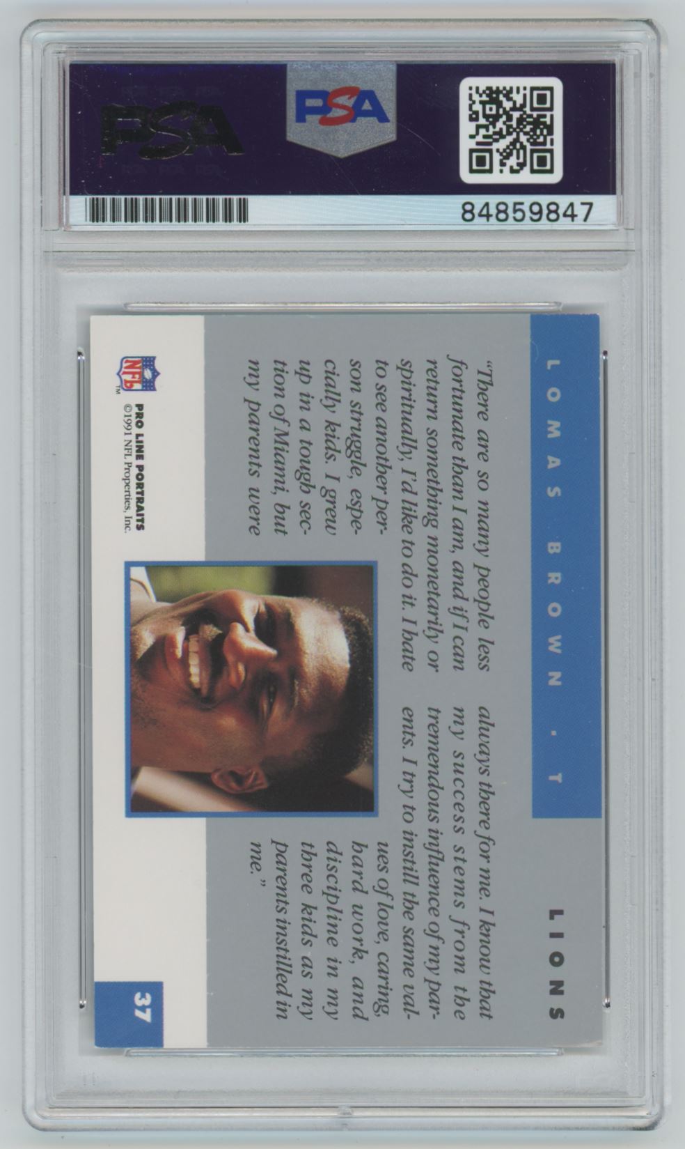 1990 Pro Line Lomas Brown Auto - PSA/DNA