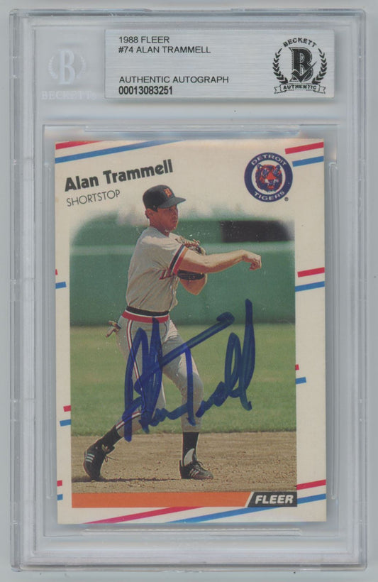 1988 Fleer Alan Trammell Auto - Beckett Authentic