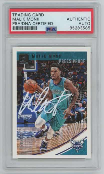 2018 Donruss Press Proof Malik Monk Auto PSA/DNA Authentic