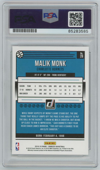 2018 Donruss Press Proof Malik Monk Auto PSA/DNA Authentic