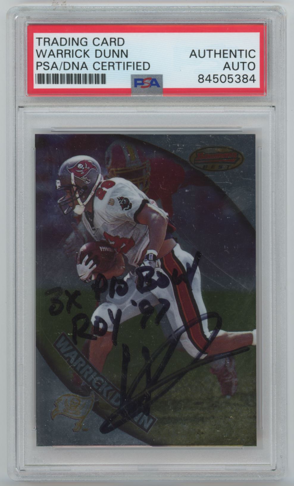 1997 Bowman's Best Warrick Dunn Rookie Card Auto - PSA/DNA