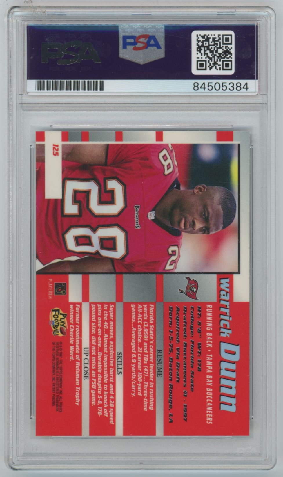 1997 Bowman's Best Warrick Dunn Rookie Card Auto - PSA/DNA