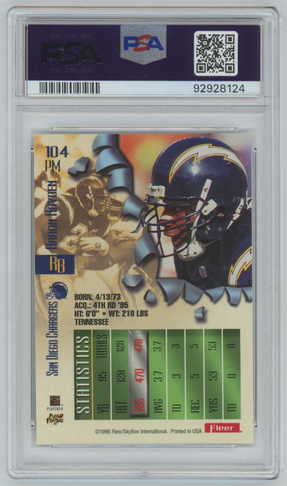 1996 Fleet Metal Aaron Hayden Precious Metal #104 - PSA 7