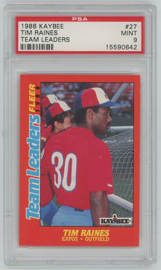 1988 Kaybee Tim Raines Team Leaders #27 - PSA 9