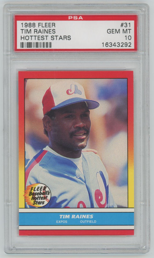 1988 Fleer Tim Raines Hottest Stars #31 - PSA 10