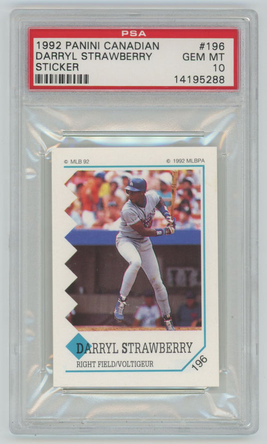 1992 Panini Canadian Sticker Darryl Strawberry #196 - PSA 10