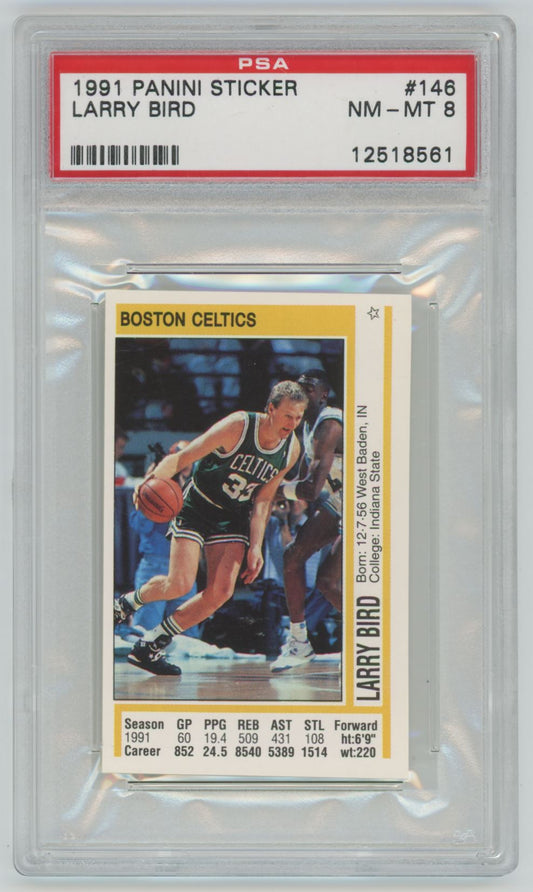 1991 Panini Sticker Larry Bird #146 - PSA 8