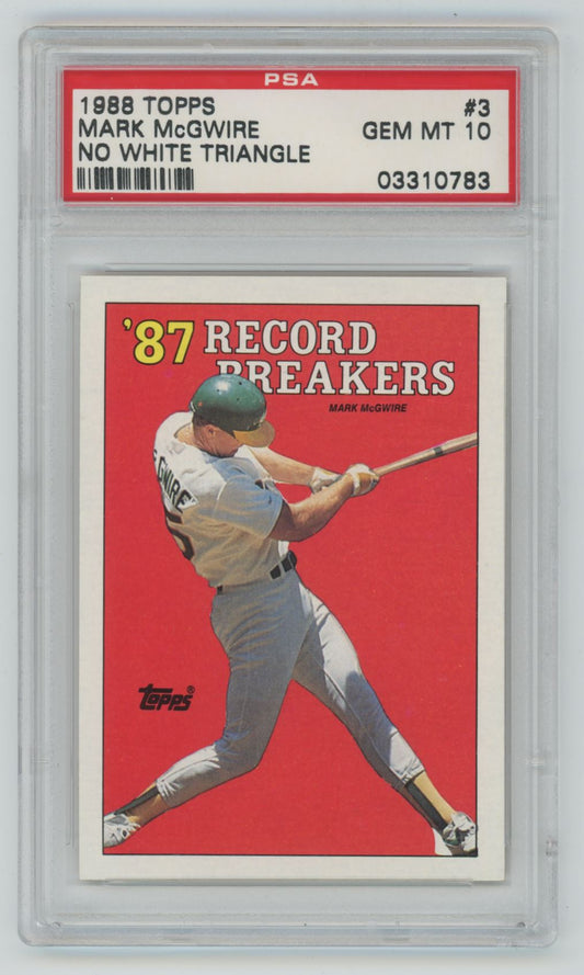 1988 Topps Mark McGwire No White Triangle #3 - PSA 10