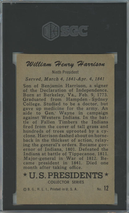 1952 Bowman Wm. Henry Harrison #12 U.S. Presidents - SGC 3.5