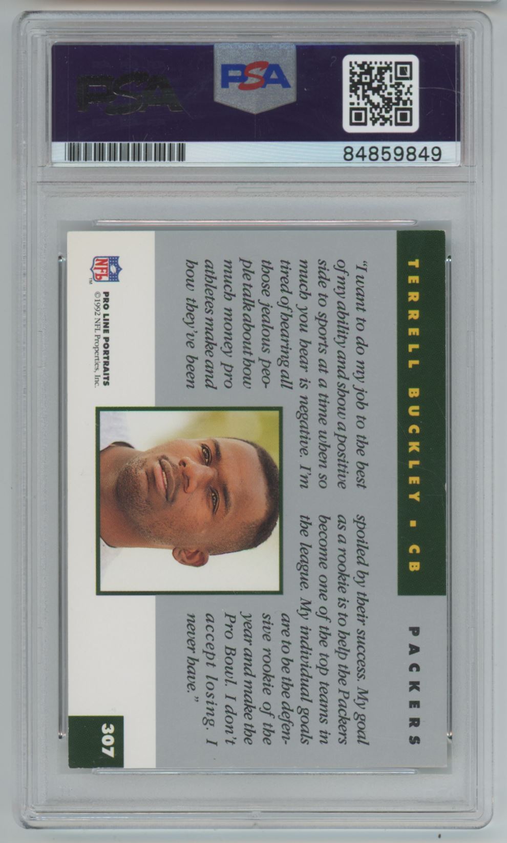 1992 Pro Line Terrell Buckley Auto - PSA/DNA