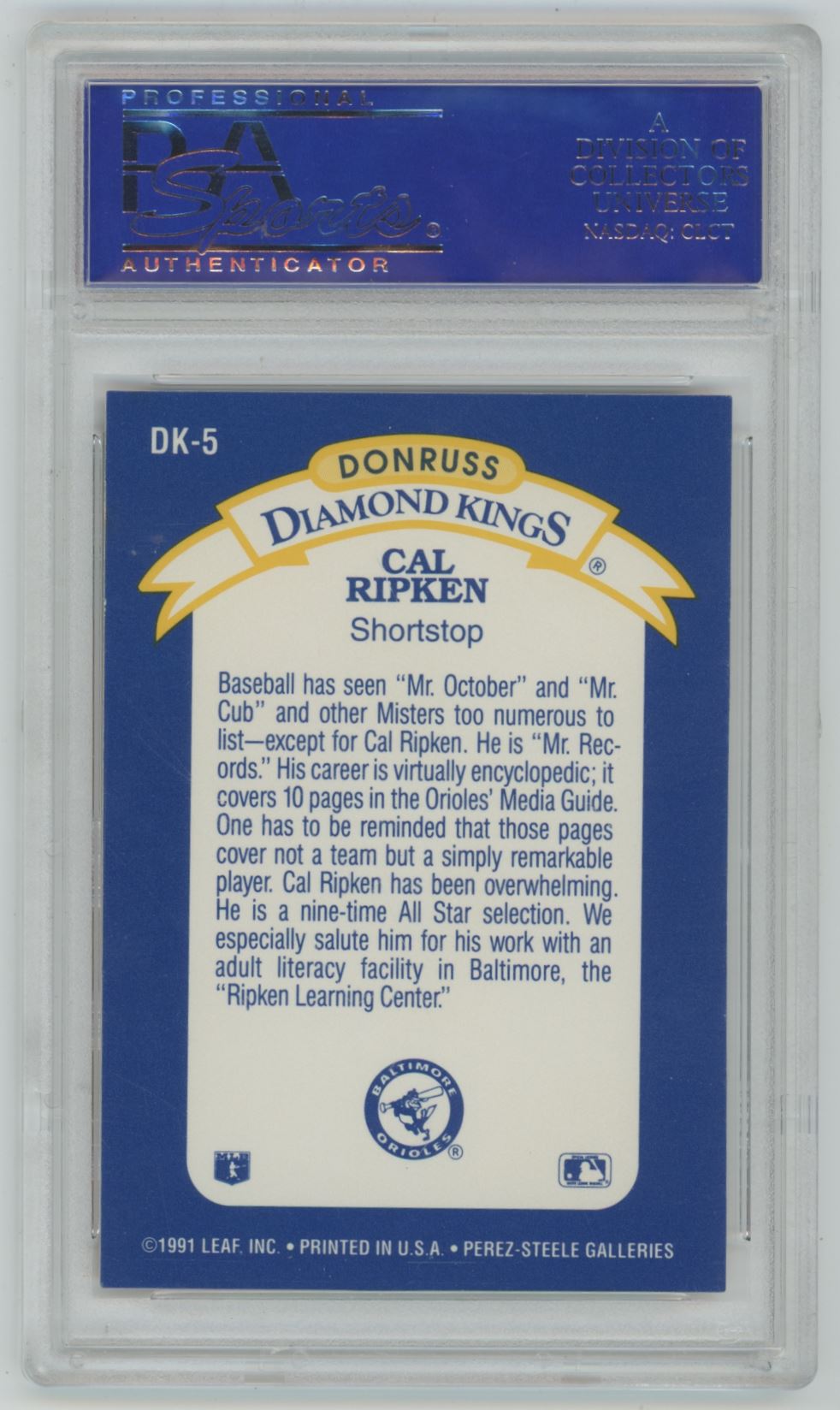 1992 Donruss Diamond Kings Cal Ripken Jr. #DK5 - PSA 10