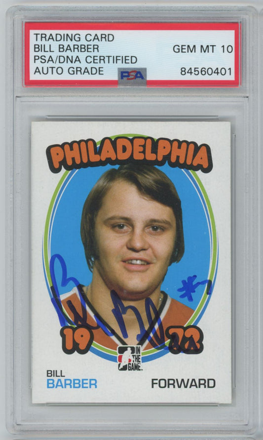 1972 In the Game Bill Barber Auto - PSA 10 Auto Grade