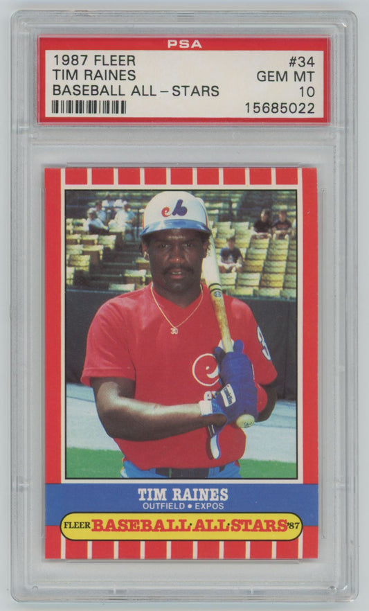 1987 Fleer Tim Raines Baseball All-Stars #34 - PSA 10 (POP 1)