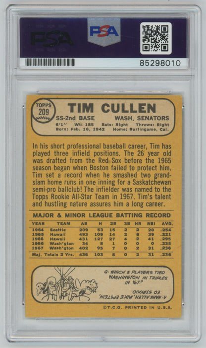 1968 Topps Tim Cullen Auto - PSA/DNA Authentic (8010)