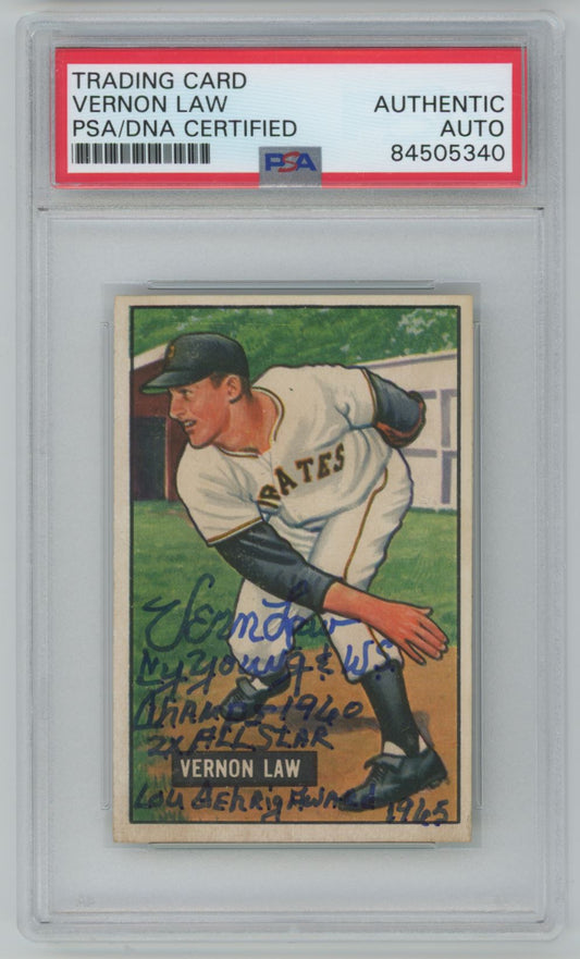 1951 Bowman Vernon Law Auto Inscription - PSA/DNA