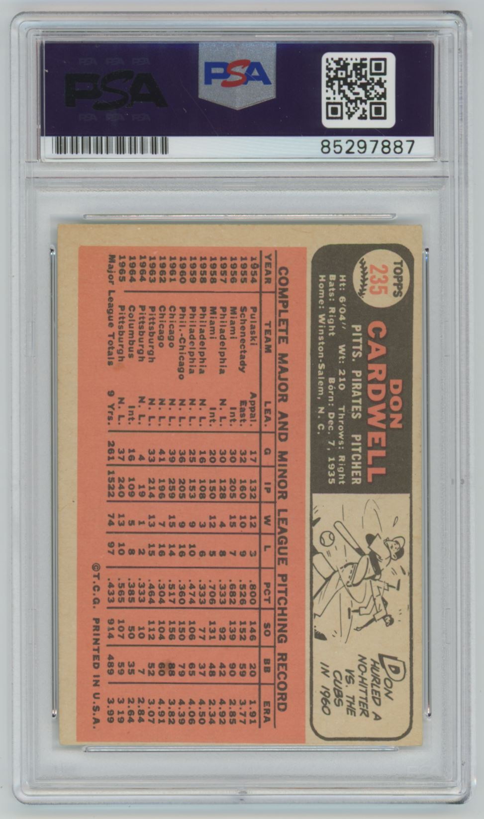 1966 Topps Don Cardwell Auto - PSA/DNA Authentic