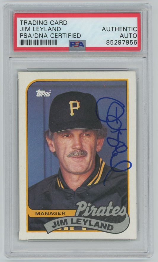 1989 Topps Jim Leyland Auto - PSA/DNA Authentic (7956)